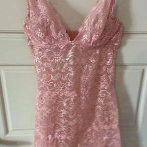 Shiny Pink Lace Lingerie